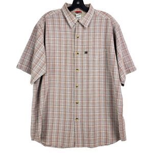 THE NORTH FACE Shirt Mens Medium Beige Tartan Plaid Casual Button Down Outdoor